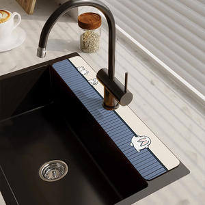 Tapis de cuisine en forme de lapin mignon, rectangulaire, en polyester absorbant, pour la zone du robinet, protection anti-éclaboussures pour comptoir - Product Image 1