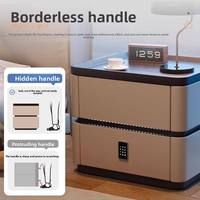 Table de chevet en bois cannelé au design moderne avec charge sans fil, fonctions intelligentes et éclairage LED écologique pour mobilier de chambre