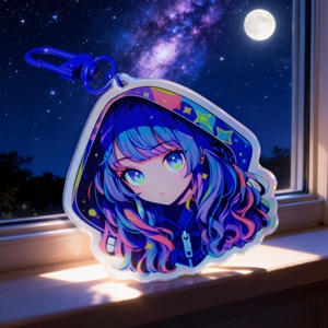 Porte-clés personnalisé YAKELIKE avec logo imprimé UV, dessin animé, holographique, en acrylique, cadeau promotionnel - Product Image 3