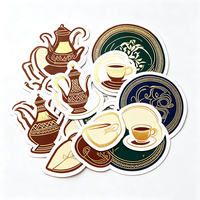 Autocollants Haoxuan Coffee Culture en PVC blanc, motifs géométriques pour cafetière et tasses, effet doré, graphismes mats, autocollants imperméables