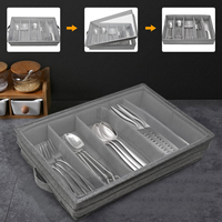 Boîte de rangement pour couverts avec couvercle en PVC, 5 compartiments, pliable, boîte de rangement pour ustensiles, boîte de rangement pour couverts