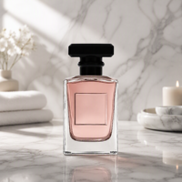Flacons de parfum carrés en verre transparent avec pulvérisateur atomiseur, sérigraphie, diffuseur d'aromathérapie portable rechargeable 50 ml
