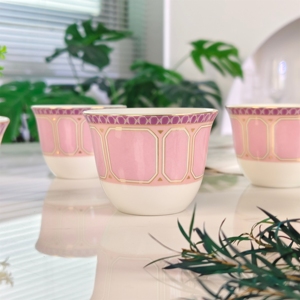 European Style Best-Selling Eco-friendly Pink Bone China 6-Piece Customizable Teacups Set Star Pattern Dishwasher Safe Gift <b>Box</b> - Product Image 2