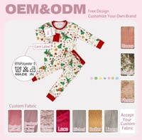 Ensemble de pyjama personnalisé OEM pour filles, Noël, hiver, 2 pièces, haut à manches longues, pantalon de nuit rouge, motif personnalisé, ensemble de vêtements de nuit pour tout-petits