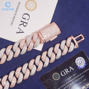 Crescent Moon Cuban Link Necklace Rose Gold Plated Cuban Link Necklace Full Moissanite <b>Iced</b> <b>Out</b> <b>Chain</b> Luxury Hip Hop Jewelry - Product Image 3