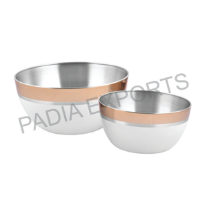 Cuencos Citi de acero inoxidable de doble color con estilo ecológico, cocinas modernas, juego de cuencos para servir comedor, acento de cobre, Metal elegante - Product Image 1
