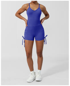Mono de una pieza de secado rápido al por mayor para gimnasio y Fitness, ropa deportiva para yoga, entrenamiento ahuecado en la espalda, mono atlético para mujer - Product Image 5