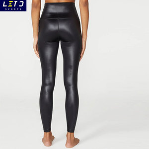 Shiny Active Wear <strong>Wet</strong> <strong>Look</strong> Fabric Liquid High Waist Yoga Pants Butt Lift <strong>Leggings</strong> - Product Image 2