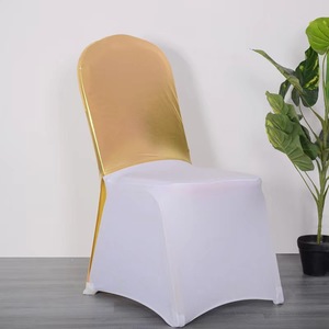 Bright Golden Metallic <strong>Half</strong> <strong>Chair</strong> <strong>Cover</strong> One Leg Bands for Wedding Event Party Decoration Durable Spandex for Hotel Banquet <strong>Chair</strong> - Product Image 3