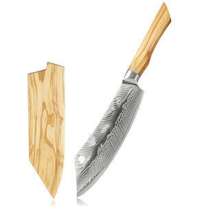 Couteau <span class=keywords><strong>ambre</strong></span> 73 couches en acier damas AUS10 pro couteau de cuisine en acier damas véritable hache Couteau de chef avec manche en bois d'olivier - Product Image 1