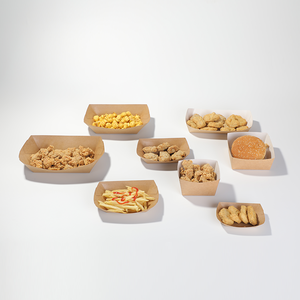 Boîte alimentaire kraft plateau en papier Trayclamshell emballage kraft à emporter frites de poulet frites plateau bateau papier - Product Image 2