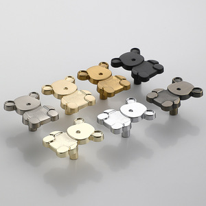 Modern Minimalist Bear Shape Drawer Handles Zinc Alloy Plated Durable For Childrens Room Furniture - Product Image 1