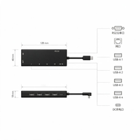 ZOLON B34 Hub USB para Sistema POS, 4 Puertos RS232 RJ12, Cajón de Dinero, LAN Ethernet, Base de Expansión Alimentada por Tipo-C, MOQ Bajo 10 Piezas