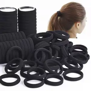 100 pcs dày liền mạch màu đen tóc quan hệ bông hairband ponytail chủ sở hữu Phụ kiện tóc không có thiệt hại cho mái tóc dày