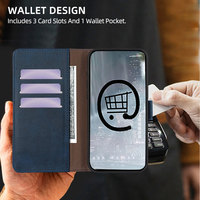 Étui portefeuille QY pour A16 5G/4G A26 A36 avec verre trempé, blocage RFID, support de cartes en PU et protection d'écran