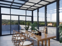 China Hersteller Aluminium Wintergärten Glas häuser Wintergarten für Villen Resident Terrace Roof