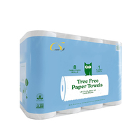 Rouleau de papier toilette emballé individuellement, fabriqué à partir de pâte de bois vierge ; doux, hautement absorbant et sans agents fluorescents.