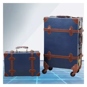 Grande valise de voyage résistante aux intempéries, ancien Style rétro à la mode, bagages en cuir dur Vintage avec roues