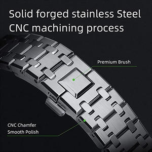 BMT Acier Inoxydable 316 Boucle Fermoir Sangle pour <span class=keywords><strong>Gshock</strong></span> GA2100/<span class=keywords><strong>GA</strong></span>-<span class=keywords><strong>2110</strong></span> Mod Kit Argent & Noir Modèle VT-GA01 - Product Image 3