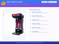 Machine d'arcade Punch & Kick, Combo de force de boxe, Thème LED, 142x79x243 cm pour Bar & FEC
