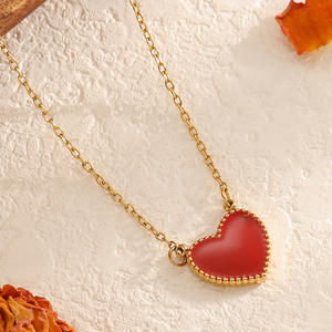 תליון לב ופרפר מצופה זהב 18 קראט מנירוסטה, תכשיט אופנתי לנשים,  נמכר במהירות. - Product Image 2