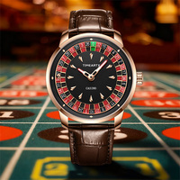 Montre de casino TIMEARTX Roulette, automatique à quartz, cadran rotatif, étanche, bracelet en cuir, logo personnalisé OEM, luxe TA-5031