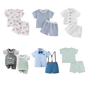 Ensembles de vêtements en coton pour bébés, 2 pièces, avec imprimés de dessins animés, pour tout-petits, garçons et filles, vêtements décontractés d'été, t-shirt à manches courtes et short - Product Image 3