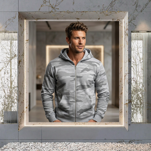 Sudadera con capucha informal de invierno para hombre, 100% algodón, con estampado de camuflaje. - Product Image 4