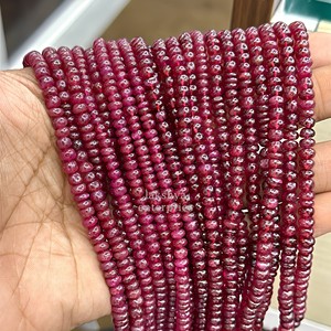 AAA Red <b>Ruby</b> Smooth Rondelle Beads 4mm to 5mm Natural <b>Ruby</b> 16 Inches Strands Loose Gemstone Beads for Jewelry Making Wholesale - Product Image 3