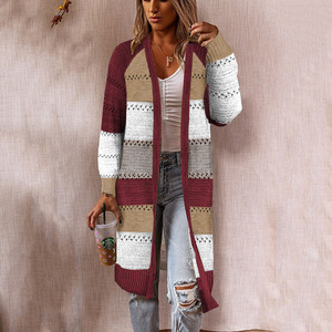 Women's Long <b>Cardigan</b> <b>Sweater</b> Loose Plaid Pattern Autumn Winter Wear Smlxl2xl3xl Europe America Style - Product Image 2