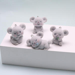 3D flocado Koala encanto colgante DIY collar pendientes llavero lindo Animal de peluche joyería hacer suministros Wanji - Product Image 2