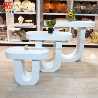 Support de présentation de table de mariage en acrylique blanc lisse, supports à gâteaux de mariage, support de fleurs de table, fournitures de décoration de mariage personnalisées