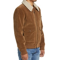 Blouson aviateur à col en peau de mouton doublé en Sherpa avec logo personnalisé et fermeture éclair coupe normale pour hommes