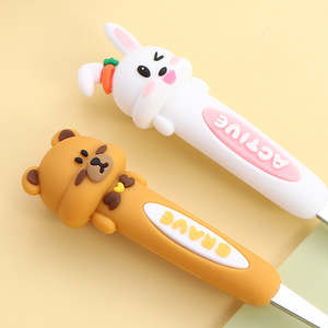 304 Stainless Steel Portable Children's Spoon & Chopsticks Set, Cartoon Student Tableware with <b>Storage</b> Box, Outdoor Travel Kit - Product Image 3