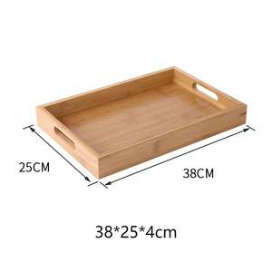 Plateau rectangulaire en bambou et en bois, plateau en bois massif - Product Image 6