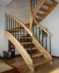 Escalera Rústica para Cabaña <span class=keywords><strong>de</strong></span> Madera TL, Peldaños <span class=keywords><strong>de</strong></span> Madera <span class=keywords><strong>de</strong></span> Pino Natural, Barandillas <span class=keywords><strong>de</strong></span> Hierro Negro, Escalera Estilo Rústico para Cabaña <span class=keywords><strong>de</strong></span> Madera - Product Image 4