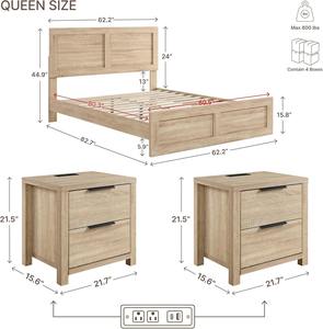Cadre <span class=keywords><strong>de</strong></span> <span class=keywords><strong>lit</strong></span> plateforme en bois <span class=keywords><strong>de</strong></span> style farmhouse, taille Queen, avec tête <span class=keywords><strong>de</strong></span> <span class=keywords><strong>lit</strong></span> surélevée, support à lattes en bois, pas besoin <span class=keywords><strong>de</strong></span> sommier tapissier - Product Image 4