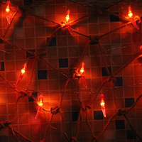 Guirlande lumineuse LED rechargeable à piles Stellight, rouge piment, en cuivre, IP44, CRI90, commande par bouton, longueur 1,5 m, décoration