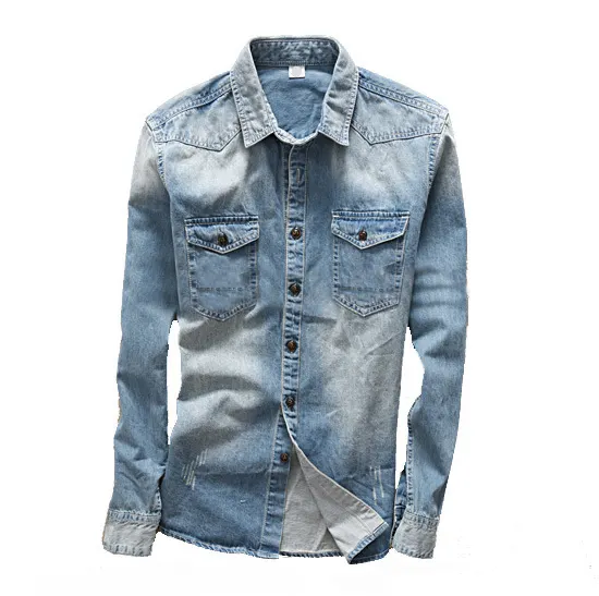 Blouson en jean bleu pour homme, tenue d'hiver en Denim décontractée, vente en gros, 2021