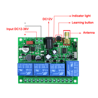 DC 12V 24V 36V 10A 433MHz 4 canaux relais sans fil RF télécommande commutateur récepteur 4CH métal émetteur Smart Multiple Module