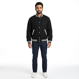 Veste universitaire d'hiver personnalisée en gros OEM ODM FINER THREADS, col montant, design sportif avec broderie frontale, streetwear pour hommes - Product Image 1
