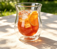 Gobelets en verre borosilicate haute qualité, design unique et personnalisé, à double paroi, pour expresso, latte, thé glacé