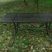 Table à manger carrée pour patio Table de bistrot d'extérieur Table d'appoint d'extérieur pour arrière-cour, jardin, patio, porche Revêtement en poudre en maille métallique