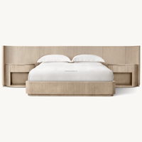 Ensemble de lit plateforme Darente en chêne américain moderne, taille personnalisable, cadre King avec 2 tables de chevet, suite de chambre à coucher de luxe en bois authentique