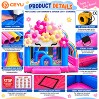 Château gonflable Ceyu Unicorn avec toboggan, château arc-en-ciel fleuri pour les enfants, les filles, les anniversaires, les fêtes de famille, le jardin, la maison