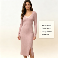 Athena Maxi – Robe pull longue en maille côtelée menthe pour femme, personnalisable OEM & ODM, haute qualité, vente en gros