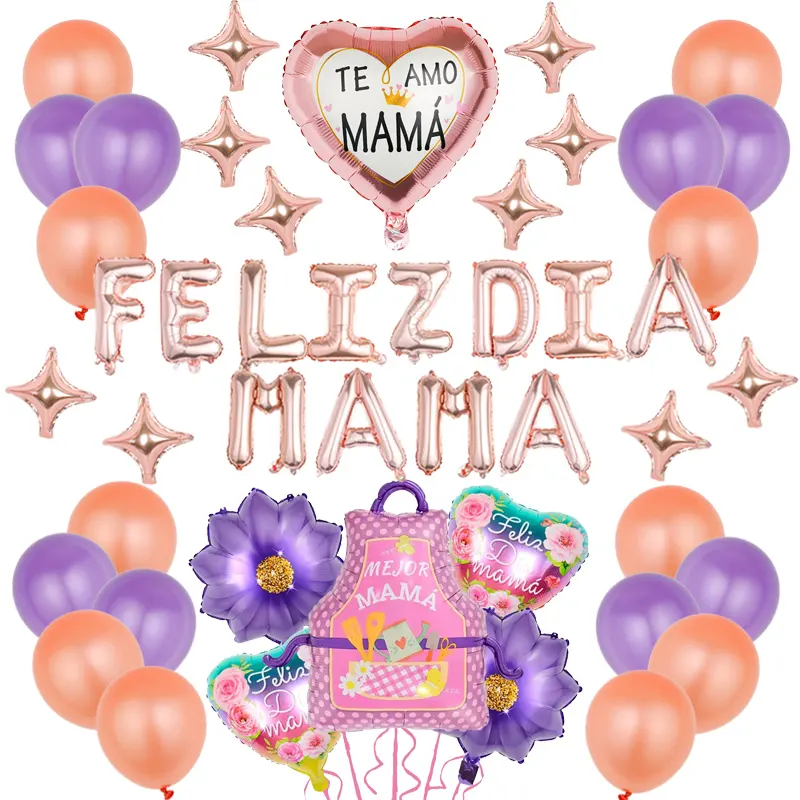 47pcsスペインの母の日バルーンセットスペインのフェリズディアママテキエロマミ誕生日パーティーの装飾フォイルボール