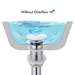 Wastafel kamar mandi Drain tanpa meluap kapal wastafel toilet Vanity Pop Up Drain Stopper tahan karat kuningan dan 304 Stainless Steel - Product Image 2