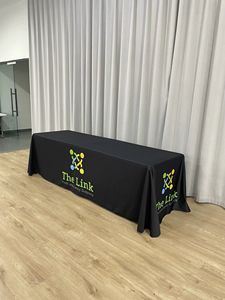 Custom <strong>Table</strong> <strong>Cloth</strong> Cover With Business Logo Or Text Stretch Personalized Tablecloth Spandex For Trade Show Event <strong>Table</strong> Runner - Product Image 6