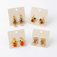 Boucles d'oreilles pendantes QX personnalisées en argent sterling 925, motif sapin de Noël, plaquées or, avec zircons cubiques multicolores, bijoux en gros